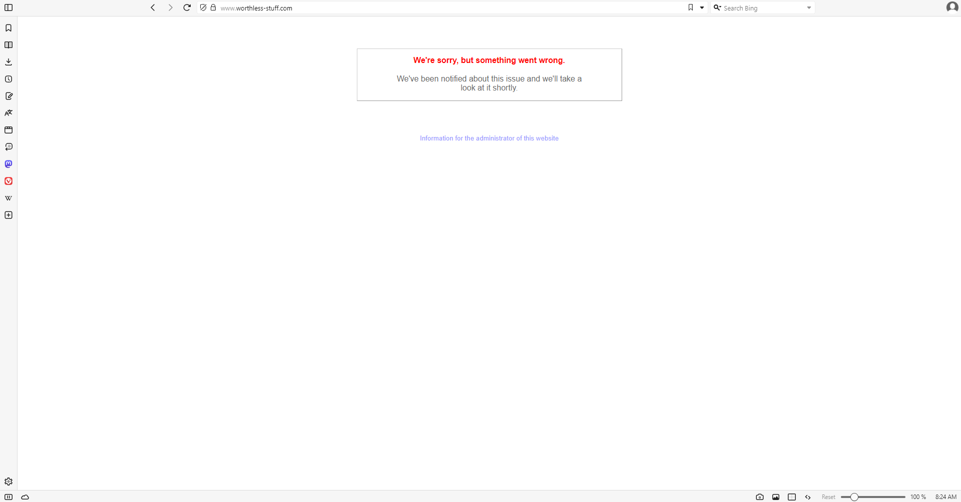 Passenger Error on website